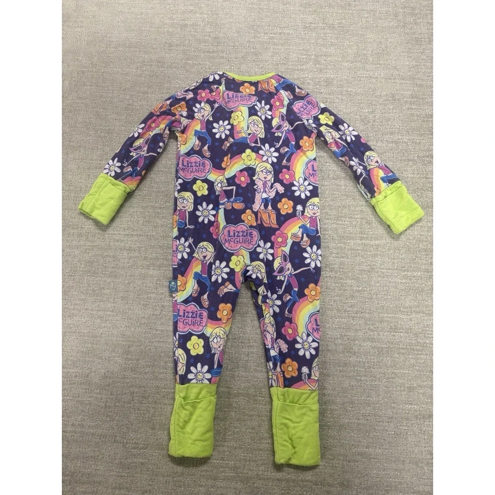 Cozco Lizzie McGuire Bamboo Zippy Pajama Size 0-3 Months Green/Purple VGUC